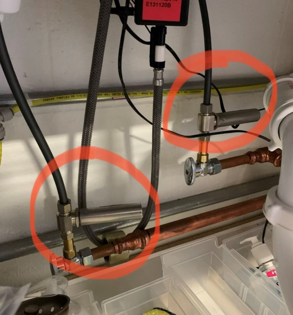 Showing that a sensor faucets needs hammer arresters