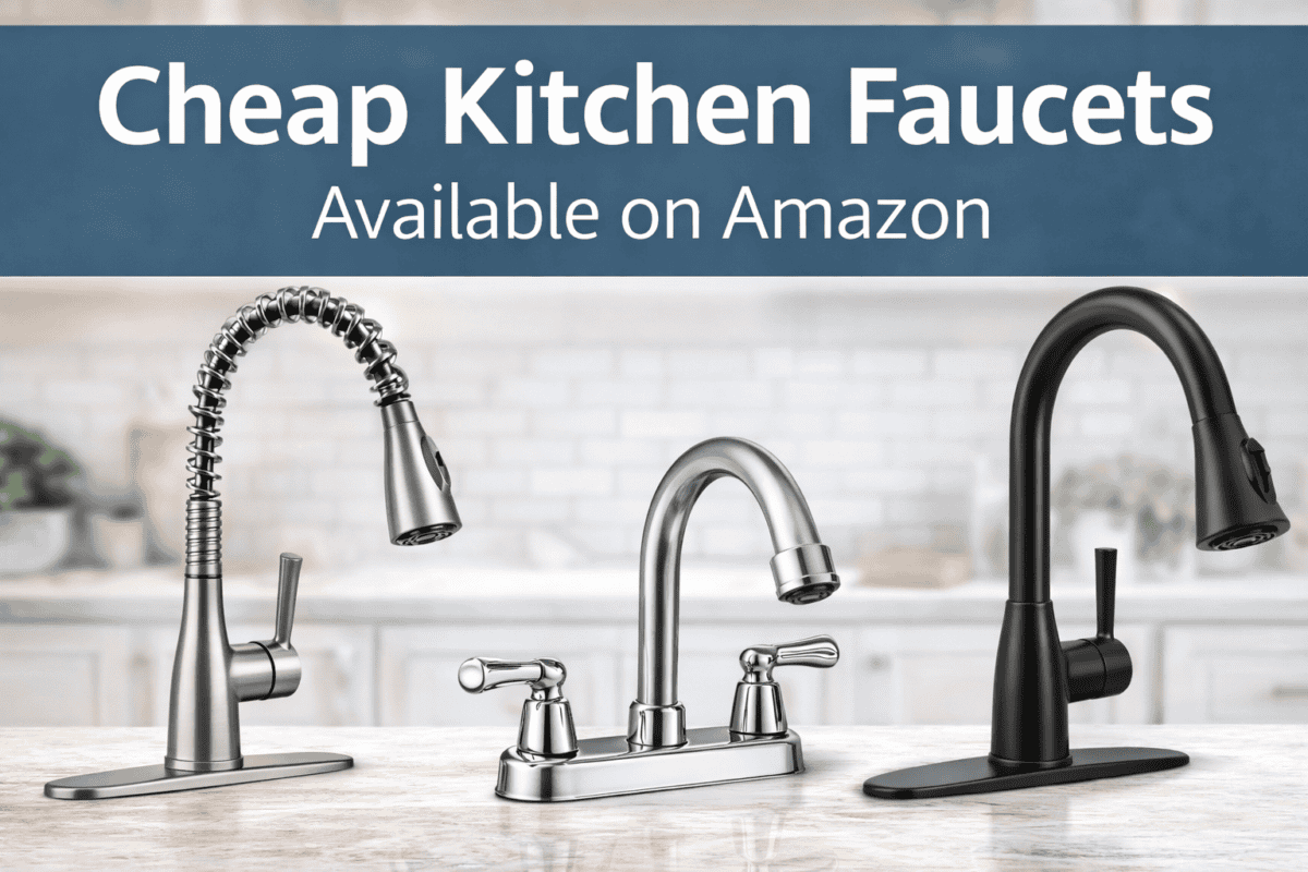 Cheap kitchen faucets on Amazon on display