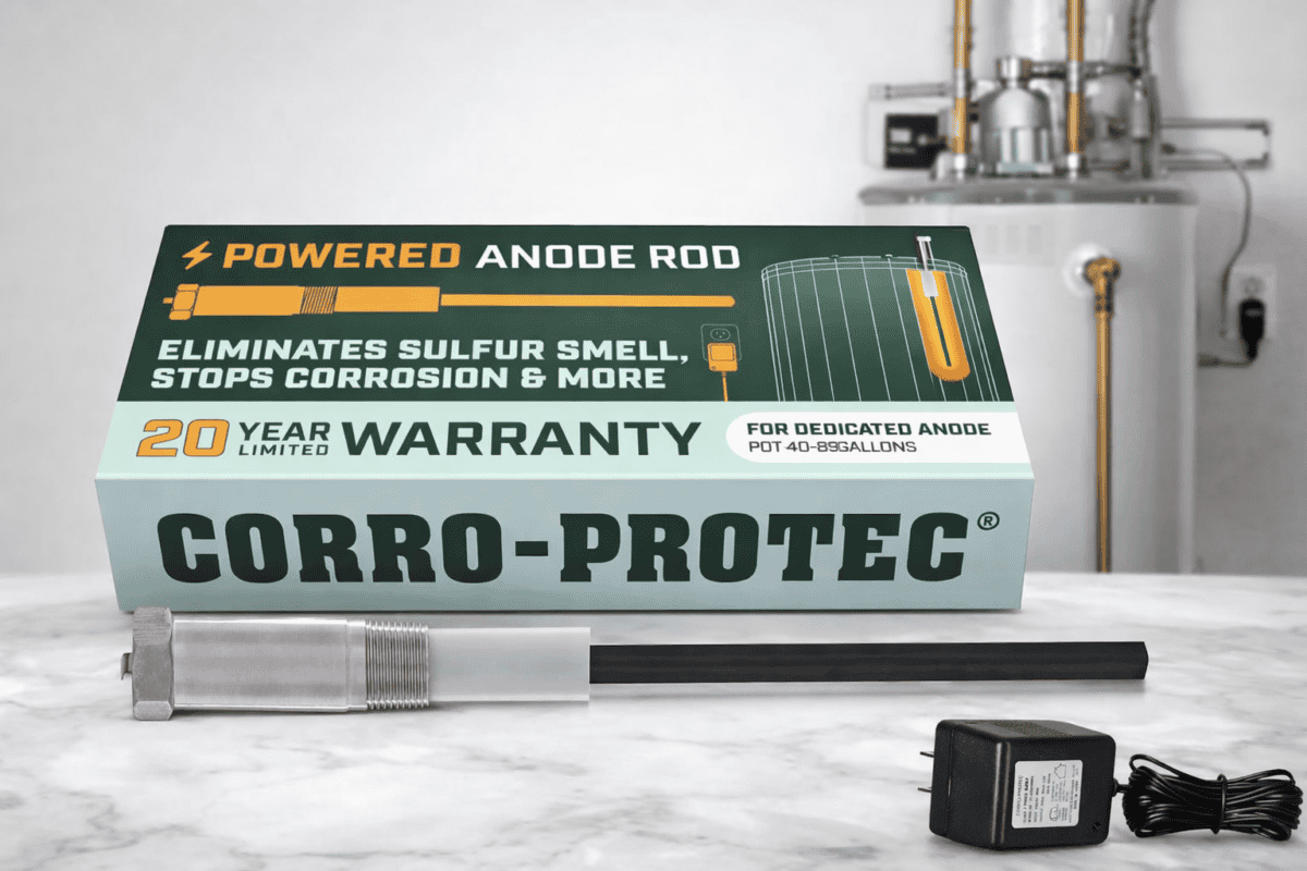 What is a powered anode rod image of a corro-protec electric anode rod for a water heater