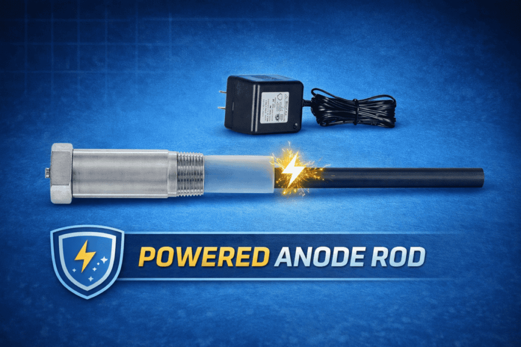 what is a powered anode rod image of electric anode rod with plug